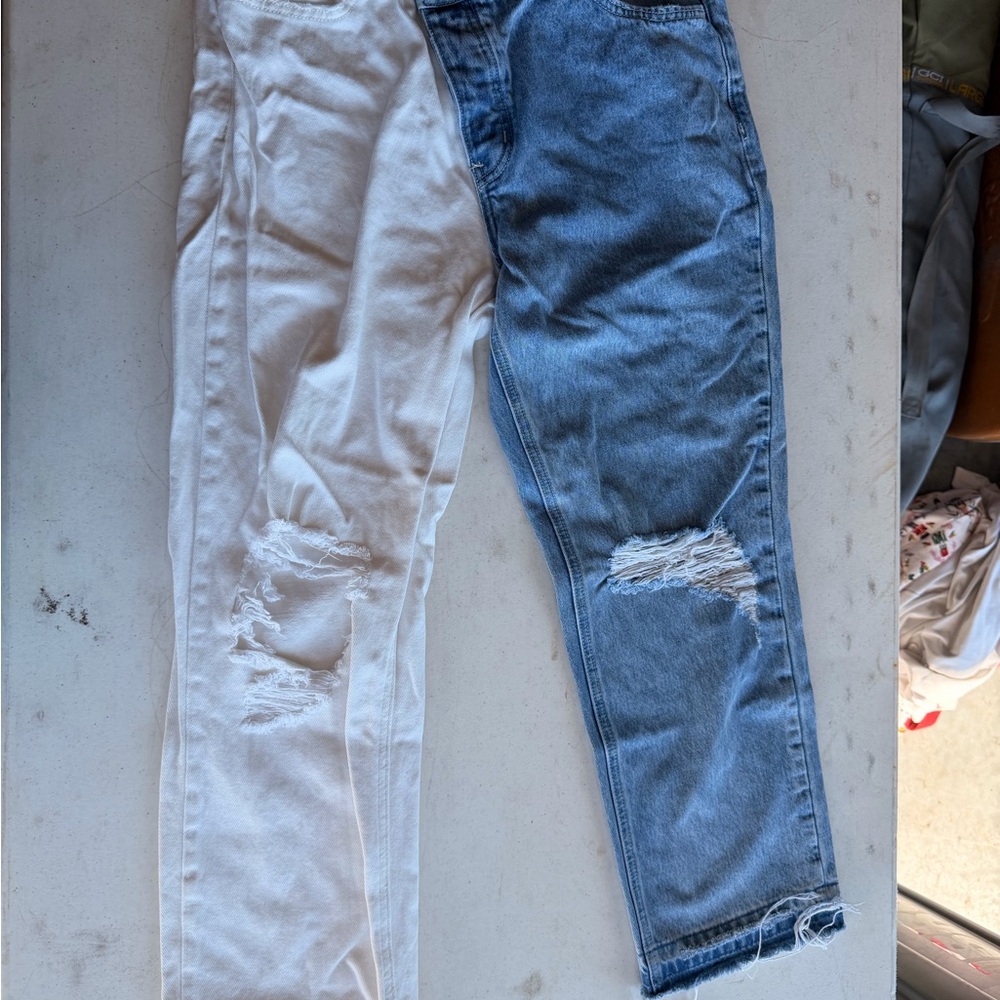 Velvet Two-Tone Distressed Women Jeans